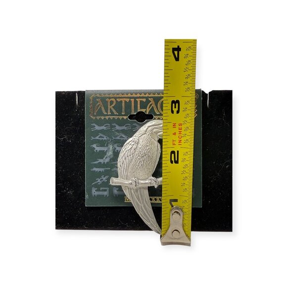 Artifacts JJ Parrot Brooch Pin On Perch 1986 2.5 in Silver Tone Vintage NEW - Picture 5 of 6
